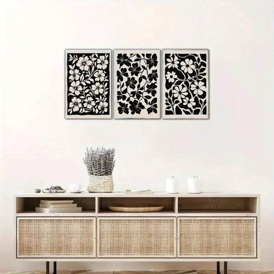 3pcs Artistic Premium Bohemian Style Floral Art Metal Print Ready to Hang Art