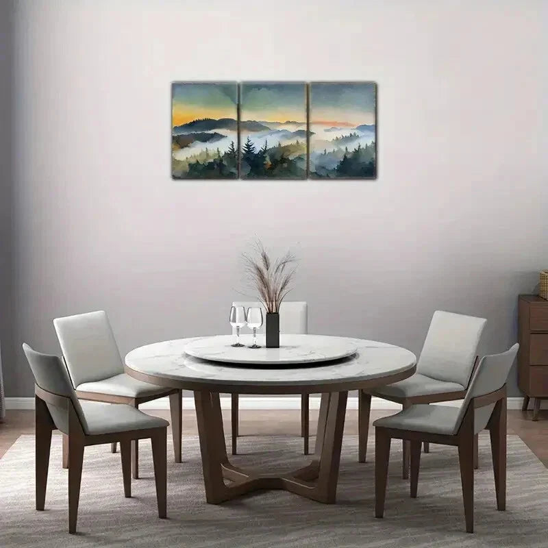 3pcs Mountains Forests Cloud Seas Scenery Metal Print Ready to Hang Art