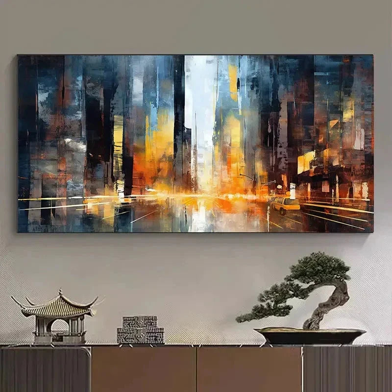 Abstract Cityscape Realistic Wall Art Canvas Office Home Room Framed 120x60cm