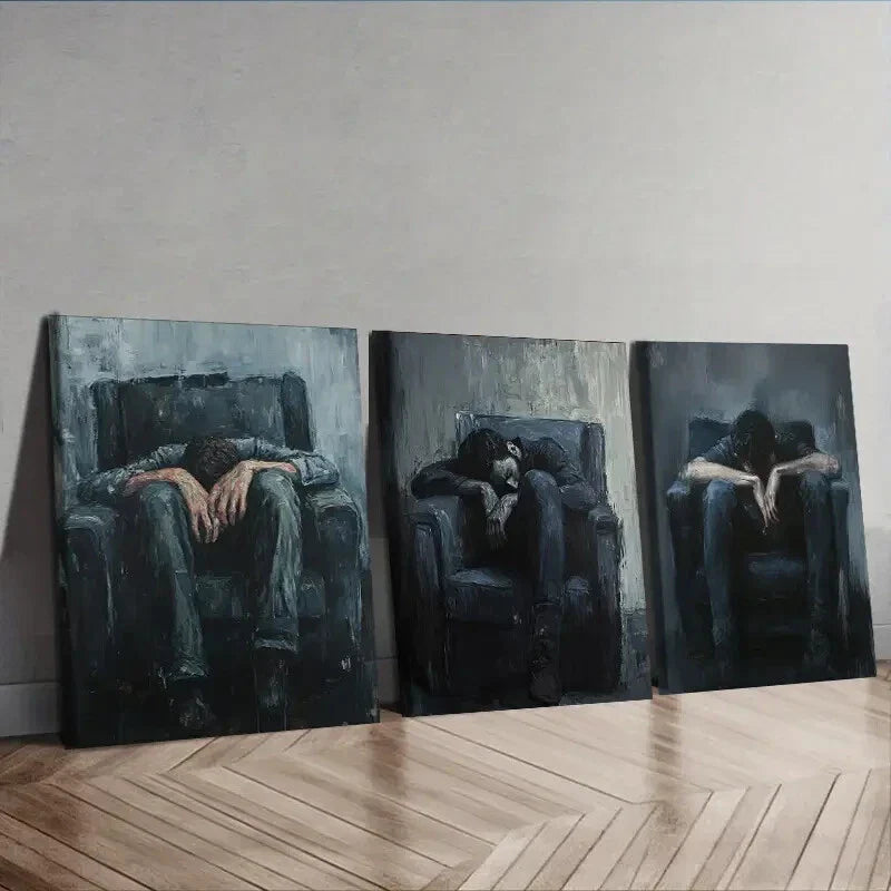 3pcs Decadent Man Trio Modern Black & White Wall Art Set Canvas Framed 40x60cm - High Quality Print 100% Australian Made Wall Canvas Ready to Hang
