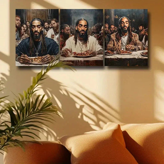 3pcs The big eating contest Metal Print Ready to Hang Art
