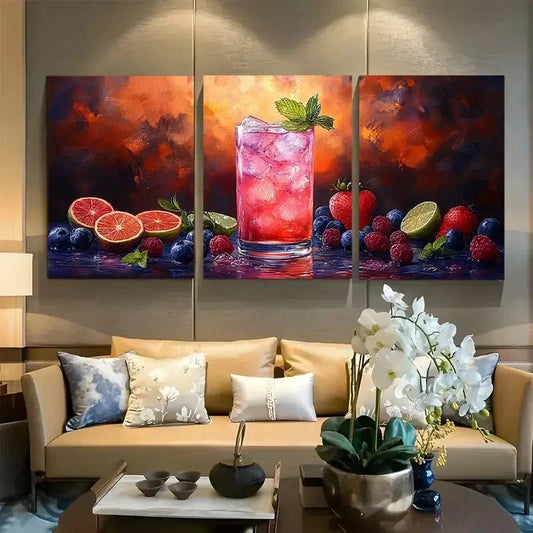 3pcs Moscow Mule Beverage Cocktail Design Metal Print Ready to Hang Art