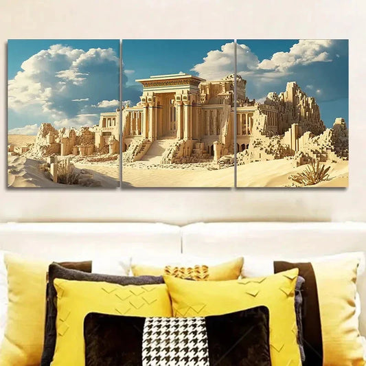 3pcs Photograph of an Ancient City Wall Art Set Canvas Framed 40x60cm - High Quality Print 100% Australian Made Wall Canvas Ready to Hang