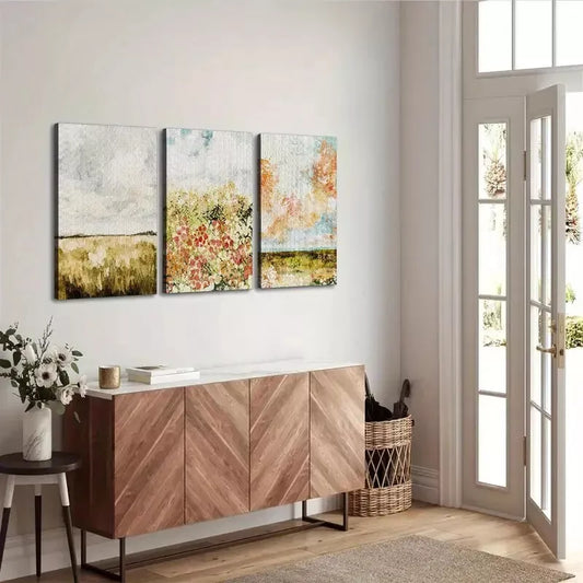 3pcs Vintage Meadow Painting Canvas Framed 40x60cm - High Quality Print 100% Australian Made Wall Canvas Ready to Hang