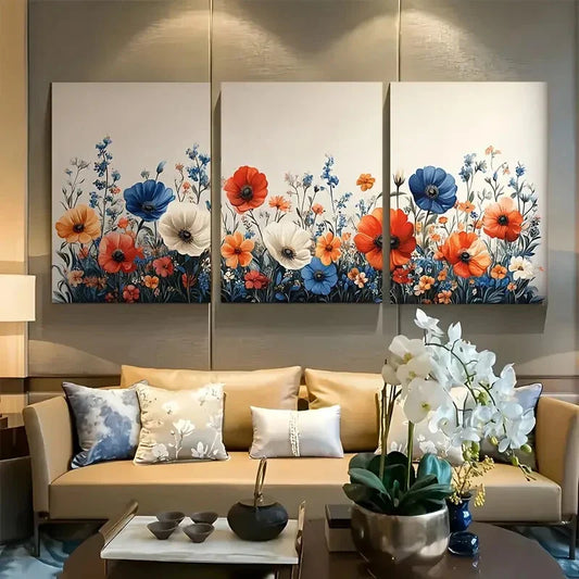 3pcs Williams Wildflower Botanical Floral Metal Print Ready to Hang Art