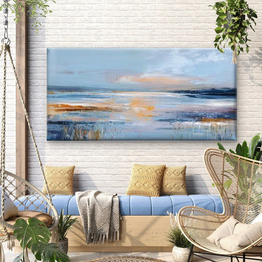 Colorful Textured Abstract Landscape Wall Art Canvas Office Home Room Framed 80x45cm