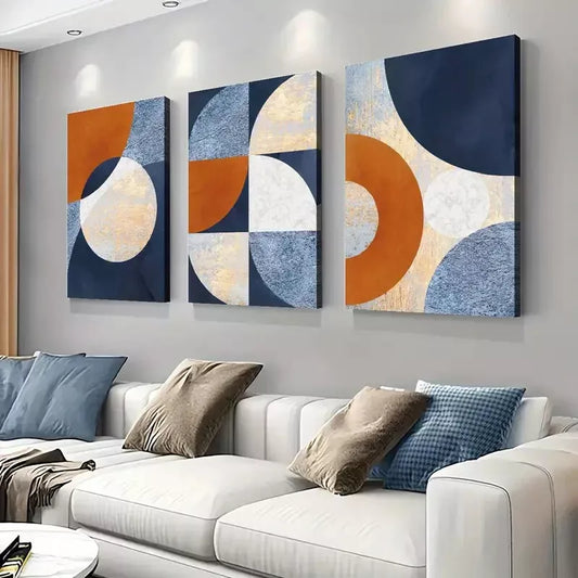 3pcs Modern Abstract Geometric Art Canvas Framed 40x60cm - High Quality Print 100% Australian Made Wall Canvas Ready to Hang
