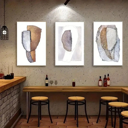 3pcs Decor Minimalist Abstract Art Stylish Metal Print Ready to Hang Art