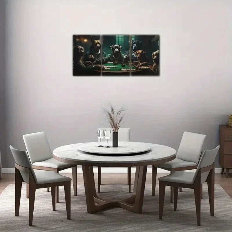 3pcs Playing Poker Poster, Animal Portrait Poster Metal Print Ready to Hang Art