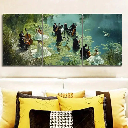 3pcs Concert by the lake (4) Wall Art Set Canvas Framed 40x60cm - High Quality Print 100% Australian Made Wall Canvas Ready to Hang