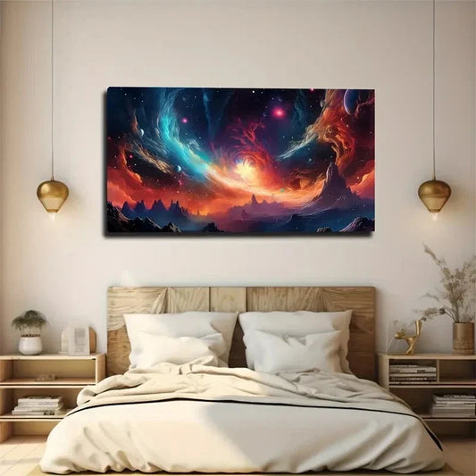 Stars & Nebulae Modern Wall Art Canvas Office Home Room Framed 120x60cm