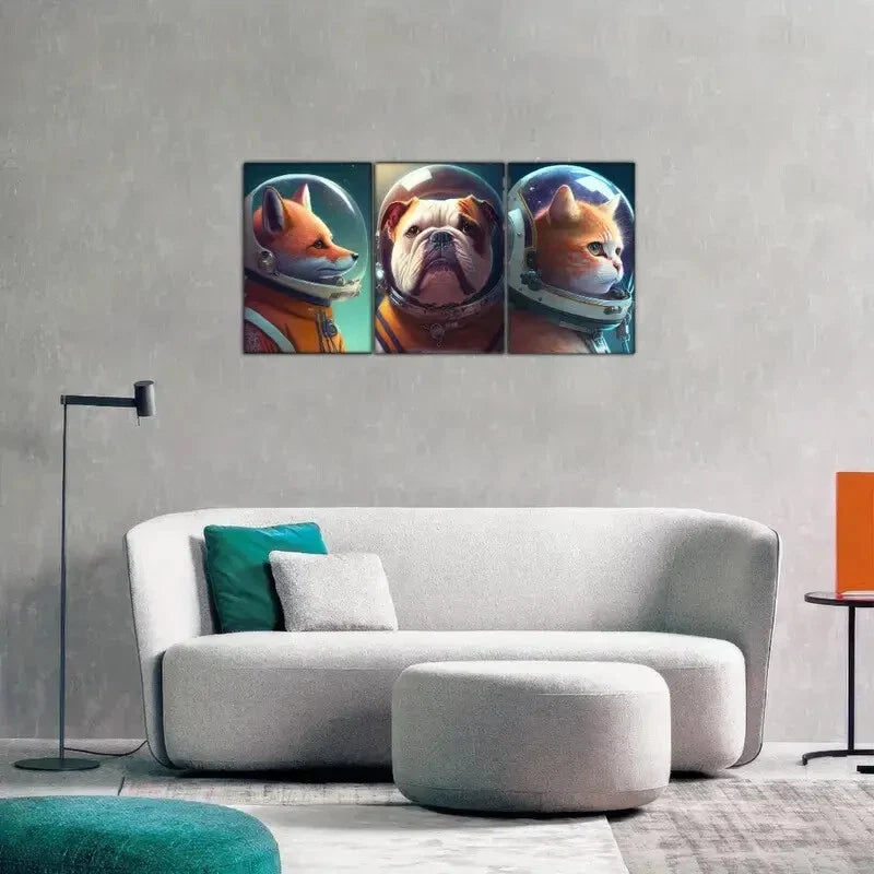 3pcs Animal Portrait Art Poster Surreal Art Metal Print Ready to Hang Art