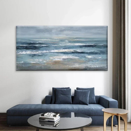 Beach Serene Landscape Wall Art Canvas Office Home Room Framed 80x45cm
