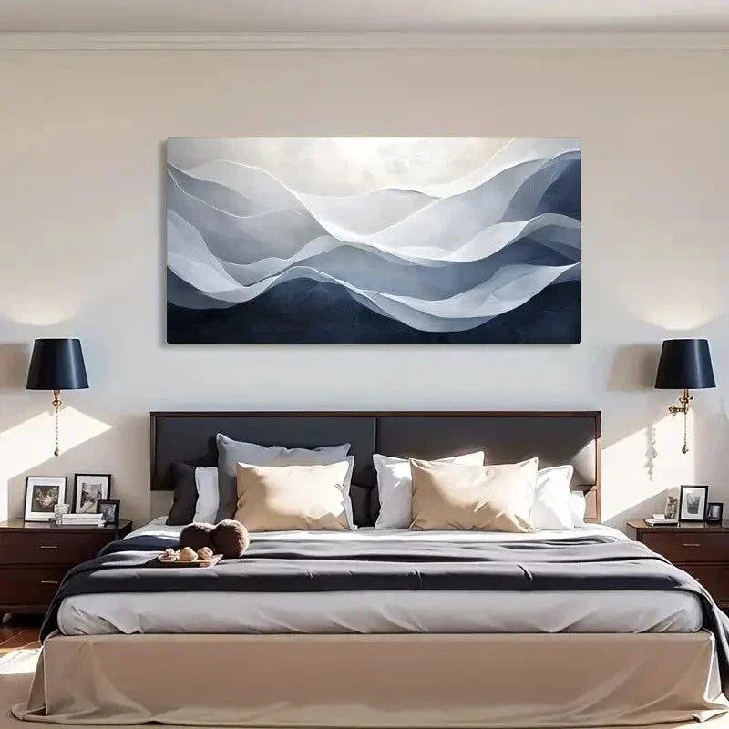 Soft Gradient Colors Wave Wall Art Canvas Office Home Room Framed 80x45cm