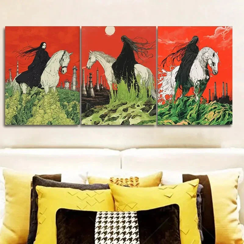 3pcs Lady Liberty, Luxurious Contemporary Metal Print Ready to Hang Art