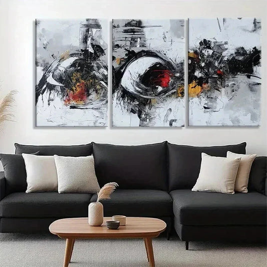 3pcs Black and White Geometric Design Perfect Wall Art Set Canvas Framed 40x60cm - High Quality Print 100% Australian Made Wall Canvas Ready to Hang