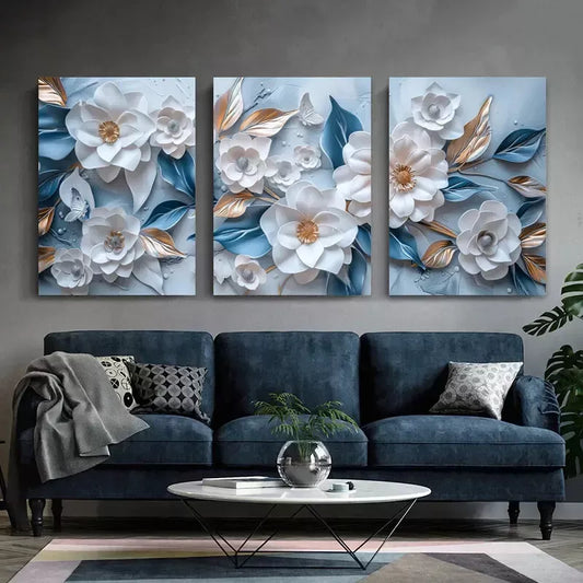 3pcs Floral Canvas Framed 40x60cm - High Quality Print 100% Australian Made Wall Canvas Ready to Hang