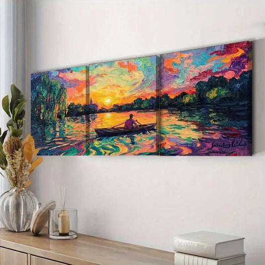 3pcs Abandoned lake (2) Wall Art Set Canvas Framed 40x60cm - High Quality Print 100% Australian Made Wall Canvas Ready to Hang