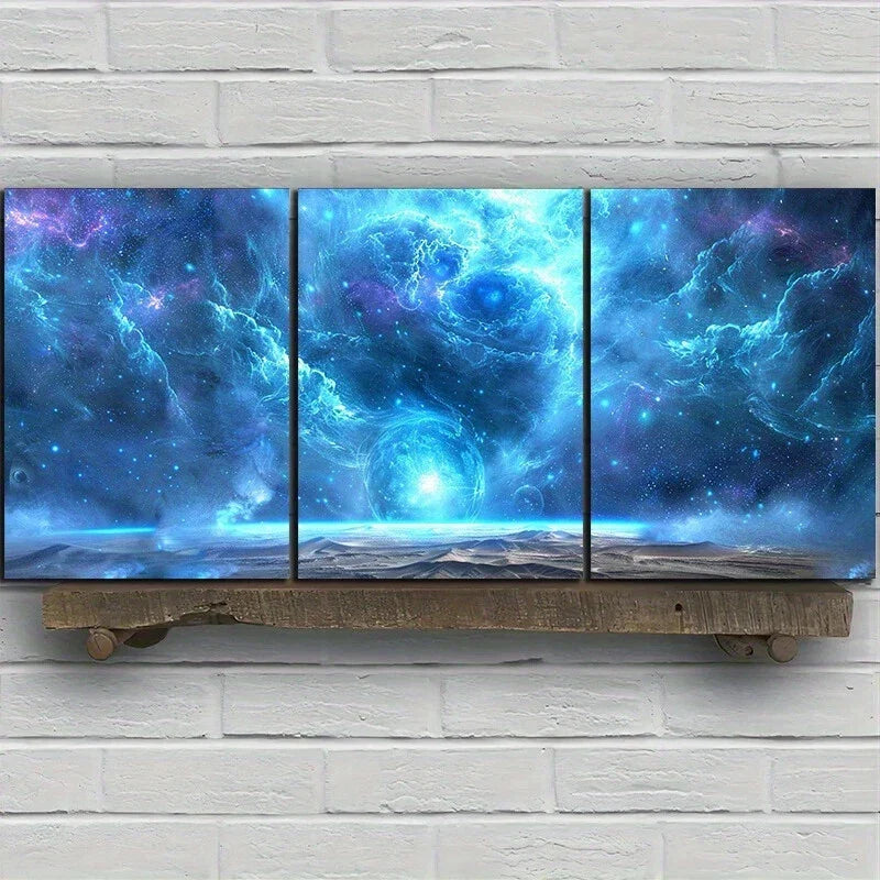 3pcs Starry Sky Colourful Clouds Metal Print Ready to Hang Art