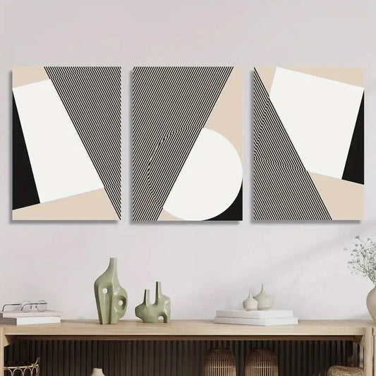 3pcs light luxury abstract geometric Metal Print Ready to Hang Art