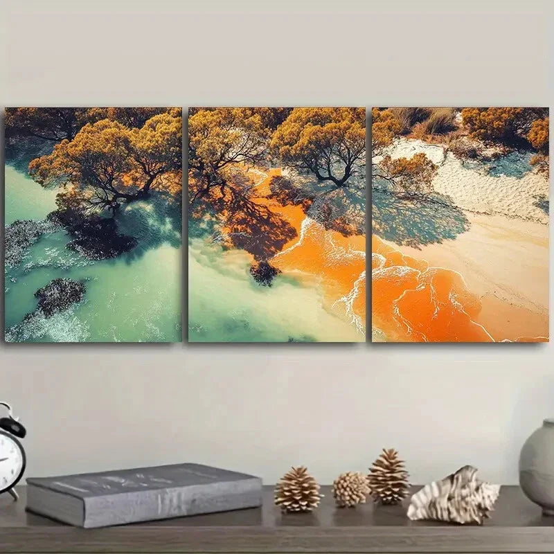 3pcs Aerial view of the sand Wall Art Set Canvas Framed 40x60cm - High Quality Print 100% Australian Made Wall Canvas Ready to Hang