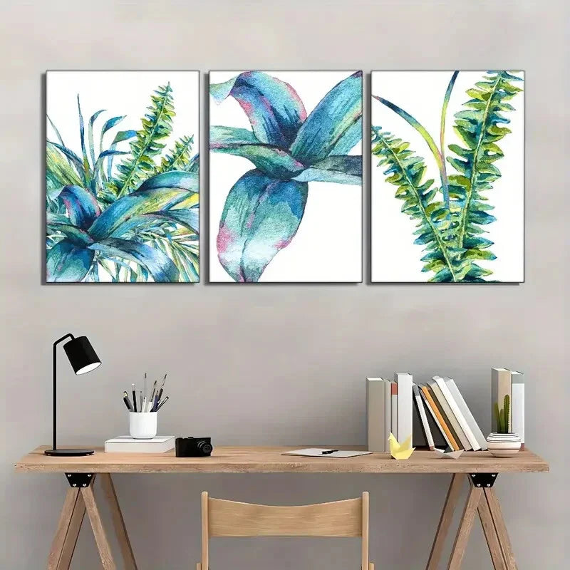 3pcs Stylish Leaves Poster Botanical Art Metal Print Ready to Hang Art