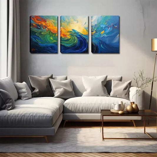 3pcs Abstract Sea Water Wall Art Set Canvas Framed 40x60cm - High Quality Print 100% Australian Made Wall Canvas Ready to Hang