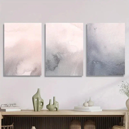 3pcs Watercolor Painting, Modern Retro Abstract Metal Print Ready to Hang Art