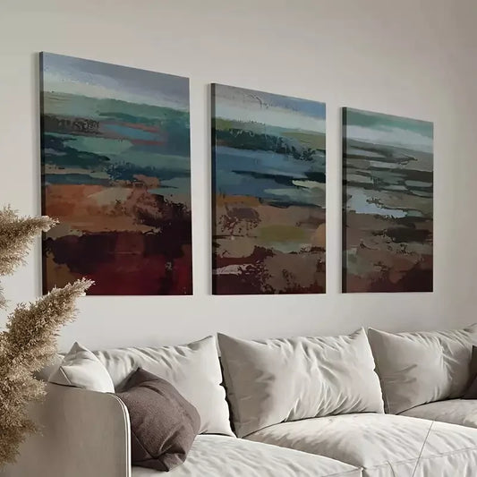 3pcs Mid Century Modern Sage Green Canvas Framed 40x60cm - High Quality Print 100% Australian Made Wall Canvas Ready to Hang