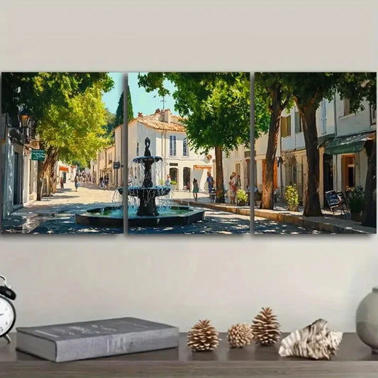 3pcs Ancient City Canal Scenes Wall Art Set Canvas Framed 40x60cm - High Quality Print 100% Australian Made Wall Canvas Ready to Hang