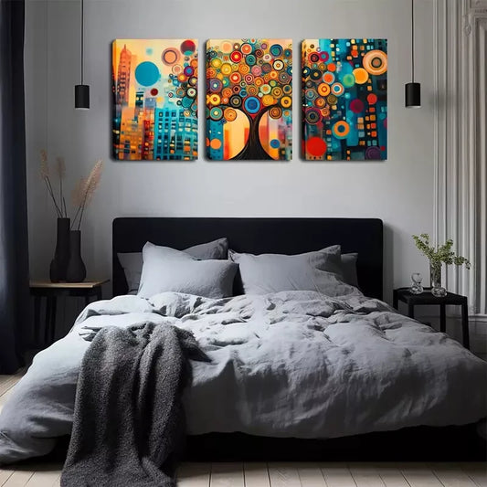 3pcs Exquisite Design, Abstract City, Abstract Wall Art Set Canvas Framed 40x60cm - High Quality Print 100% Australian Made Wall Canvas Ready to Hang