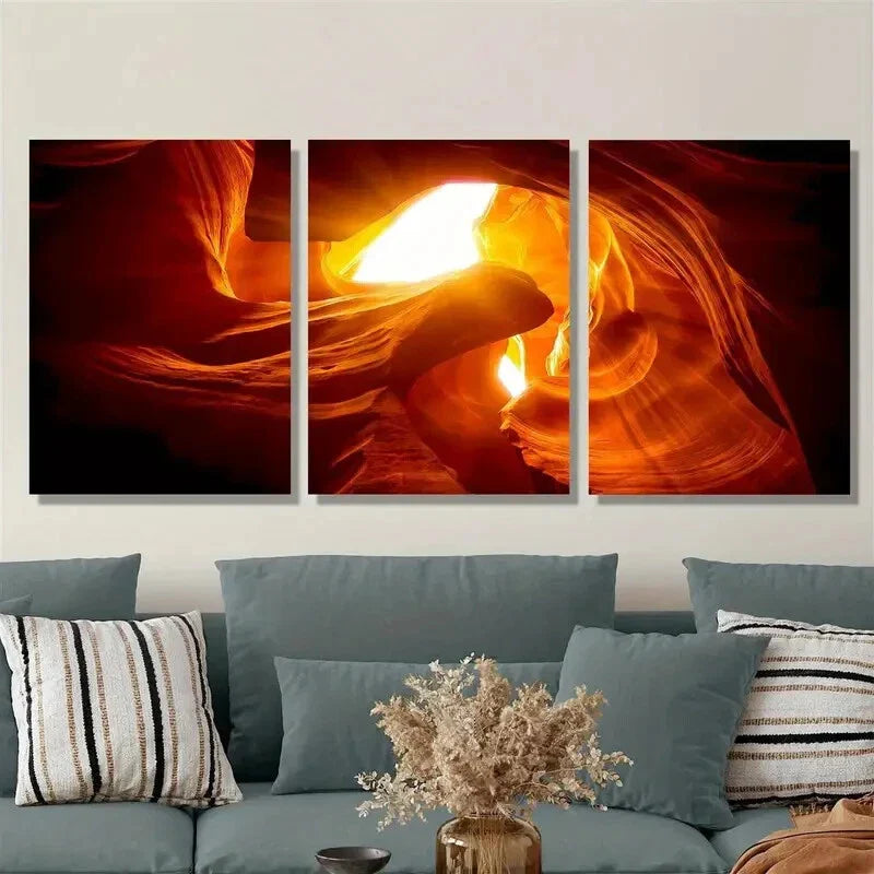 3pcs Antelope Canyon, cave decoration Metal Print Ready to Hang Art