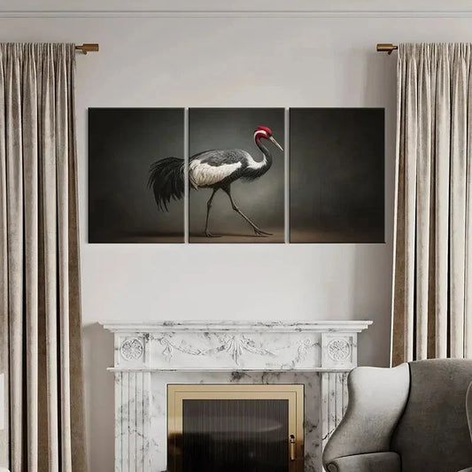 3pcs Elegant Crane Art Wildlife Nature Poster Metal Print Ready to Hang Art