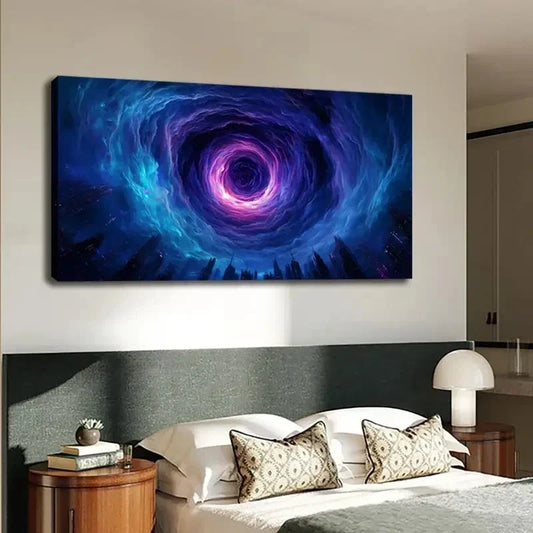 Cosmic Black Hole & Futuristic Wall Art Canvas Office Home Room Framed 120x60cm