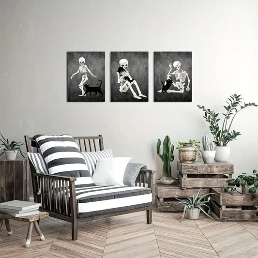 3pcs Art Deco, Modern, Retro Style Metal Print Ready to Hang Art