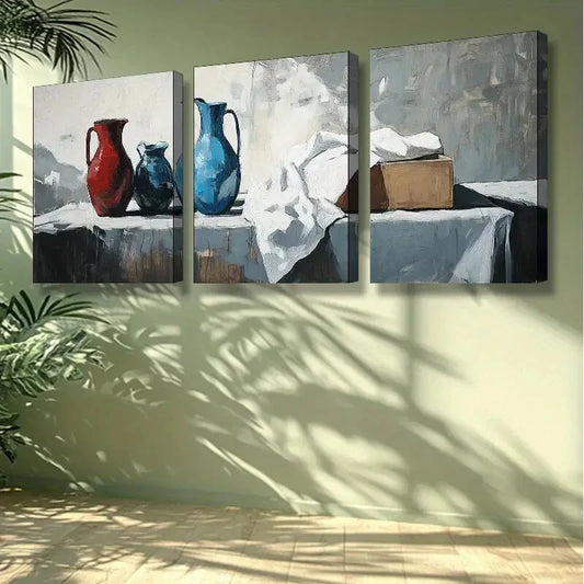 3pcs Pot and kettle Wall Art Set Canvas Framed 40x60cm -High Quality Print 100% Australian Made Wall Canvas Ready to Hang