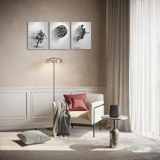 3pcs Set of Classroom Basketball Metal Print Ready to Hang Art