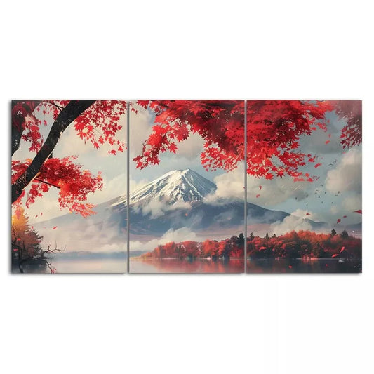 Mount Fuji Autumn Lake Canvas Framed 40x60cm - High Quality Print 100% Australian Made Wall Canvas Ready to Hang