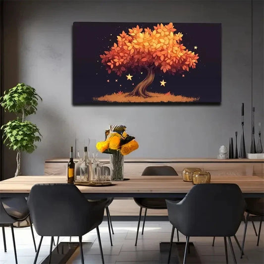 Vibrant Orange To Golden Leaf Wall Art Canvas Office Home Room Framed 120x60cm