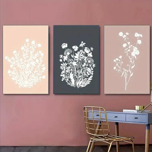 3pcs Posters Floral Poster Abstract Art Metal Print Ready to Hang Art