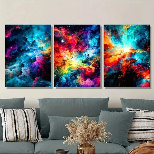 3pcs Fantasy Style Universe Beautiful Metal Print Ready to Hang Art