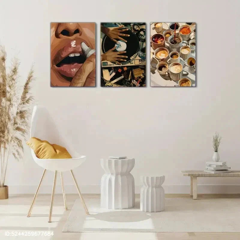 3pcs Trendy Vinyl Record Portrait Art Posters Metal Print Ready to Hang Art