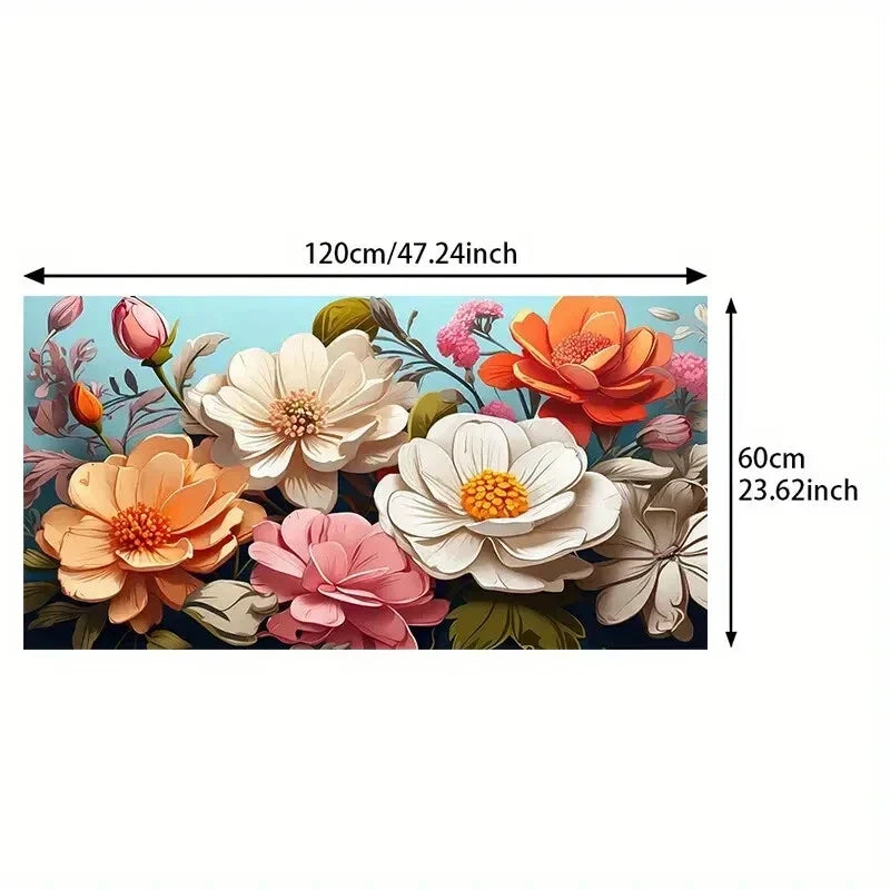 Colourful Crayon Flowers wall canvas office home room framed 120x60cm