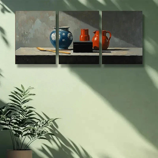 3pcs Pot and kettle Art Painting Metal Print Ready to Hang Art