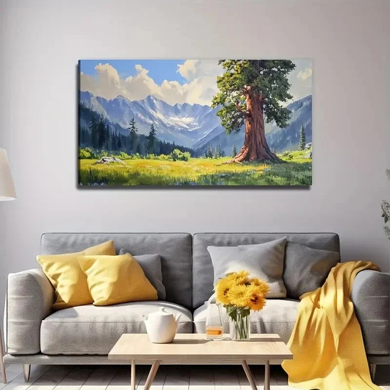 Outdoor View Big Tree Wall Art Canvas Office Home Room Framed 120x60cm