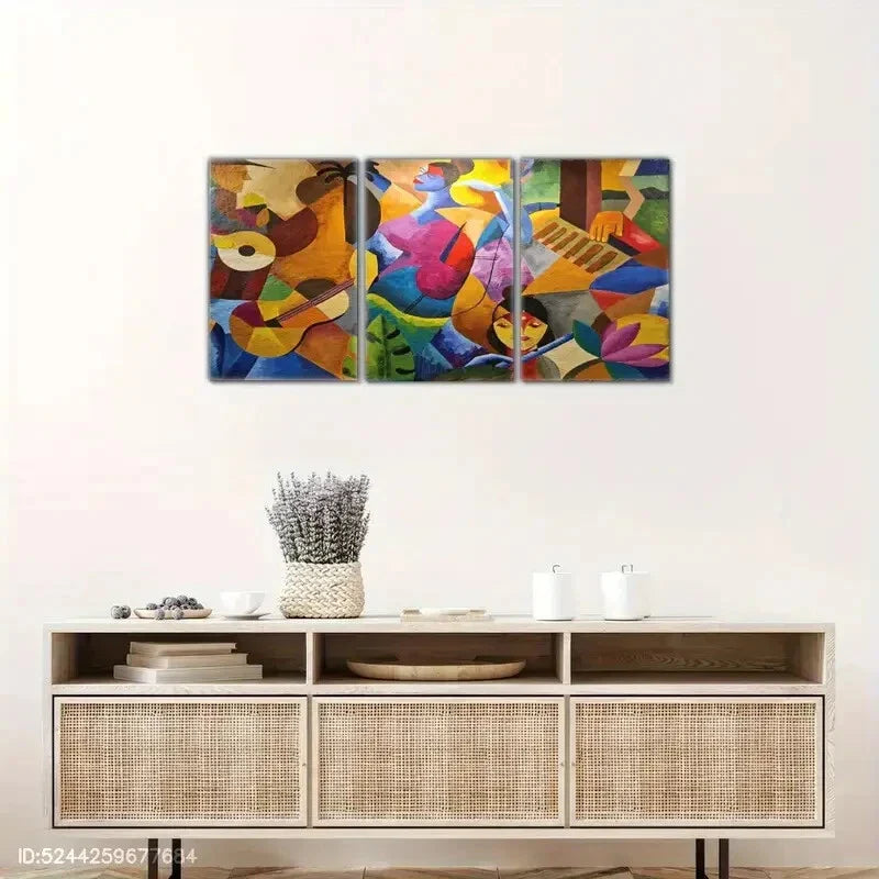 3pcs Street Art, Pop Art, Abstract Art Style Metal Print Ready to Hang Art