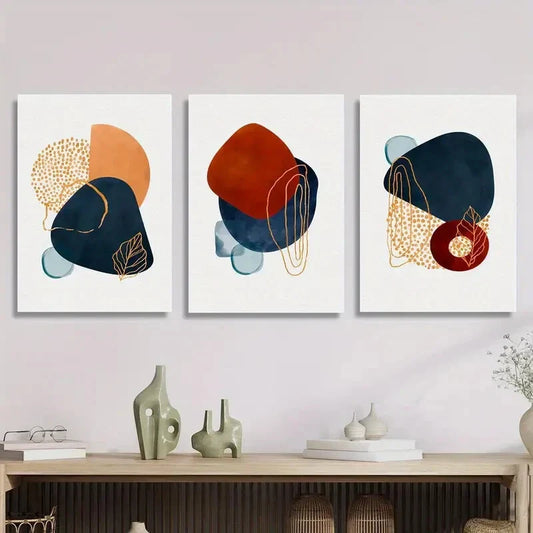 3pcs Featuring Modern Abstract Watercolor Metal Print Ready to Hang Art