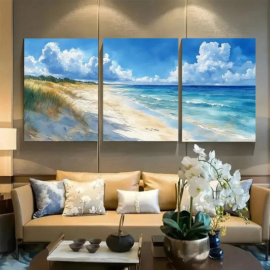 3pcs Steinhuder Meer, Germany Watercolor Beach Metal Print Ready to Hang Art