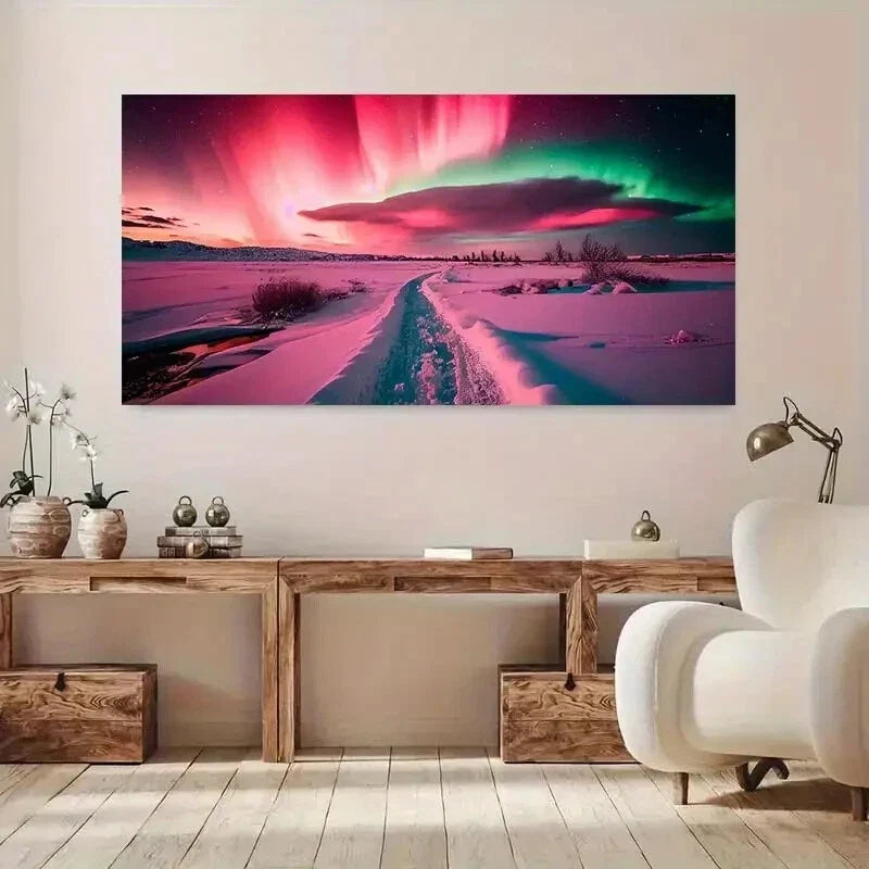 Northern Aurora Borealis wall canvas office home room framed 120x60cm