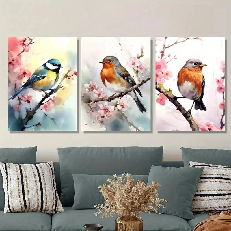 3pcs animal watercolor, vibrant watercolor Metal Print Ready to Hang Art